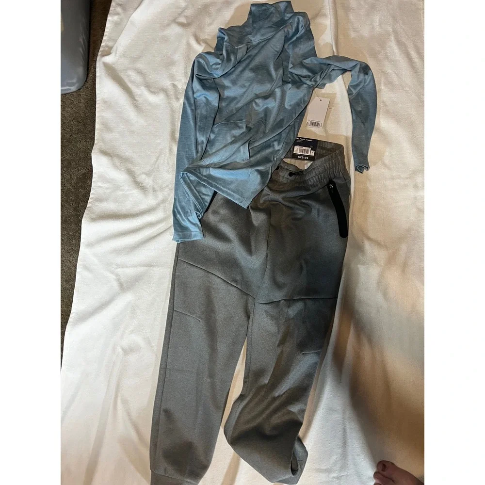 Boys Kohl's Active Hoodie and 365 Fleece Joggers Set Blue Gray Size L 14/16 NWT